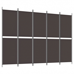 Parawan 5-panelowy, brązowy, 250 x 180 cm, tkanina