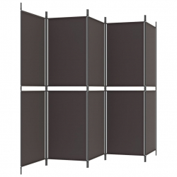 Parawan 5-panelowy, brązowy, 250 x 180 cm, tkanina