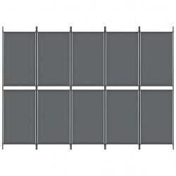 Parawan 5-panelowy, antracytowy, 250 x 180 cm, tkanina