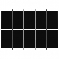 Parawan 5-panelowy, czarny, 250 x 180 cm, tkanina
