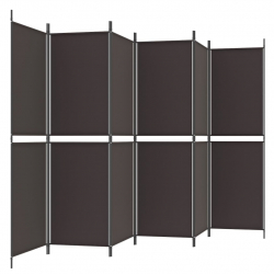 Parawan 6-panelowy, brązowy, 300 x 180 cm, tkanina