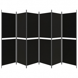 Parawan 6-panelowy, czarny, 300 x 180 cm, tkanina
