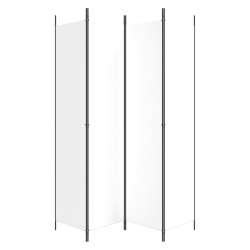 Parawan 4-panelowy, biały, 200x220cm, tkanina