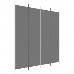 Parawan 4-panelowy, antracytowy, 200x220 cm, tkanina