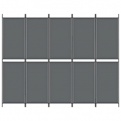 Parawan 5-panelowy, antracytowy, 250x200 cm, tkanina