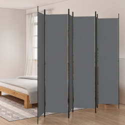 Parawan 6-panelowy, antracytowy, 300x220 cm, tkanina