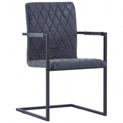 Krzesła stołowe, 2 szt., wspornikowe, czarne, ekoskóra