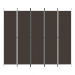 Parawan 5-panelowy, brązowy, 250x220 cm, tkanina