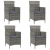 Krzesła ogrodowe z poduszkami, 4 szt., polirattan, szare