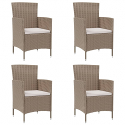 Krzesła ogrodowe z poduszkami, 4 szt., polirattan, beżowe
