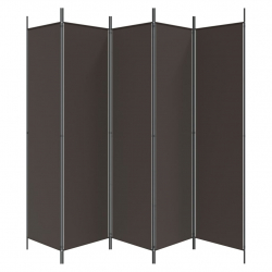 Parawan 5-panelowy, brązowy, 250x200 cm, tkanina