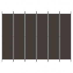 Parawan 6-panelowy, brązowy, 300x220 cm, tkanina
