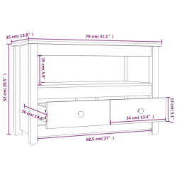 Szafka pod telewizor, 79x35x52 cm, lite drewno sosnowe