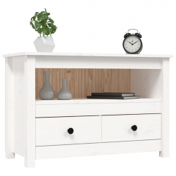 Szafka pod telewizor, biała, 79x35x52 cm, lite drewno sosnowe