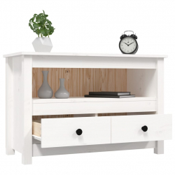 Szafka pod telewizor, biała, 79x35x52 cm, lite drewno sosnowe