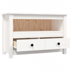 Szafka pod telewizor, biała, 79x35x52 cm, lite drewno sosnowe