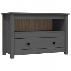 Szafka pod telewizor, szara, 79x35x52 cm, lite drewno sosnowe