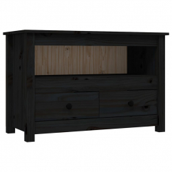 Szafka pod TV, czarna, 79x35x52 cm, lite drewno sosnowe