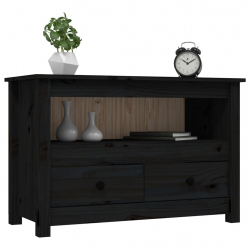 Szafka pod TV, czarna, 79x35x52 cm, lite drewno sosnowe