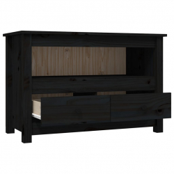 Szafka pod TV, czarna, 79x35x52 cm, lite drewno sosnowe