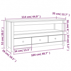 Szafka pod telewizor, 114x35x52 cm, lite drewno sosnowe