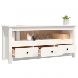 Szafka pod telewizor, biała, 114x35x52 cm, lite drewno sosnowe