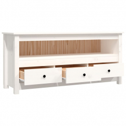 Szafka pod telewizor, biała, 114x35x52 cm, lite drewno sosnowe
