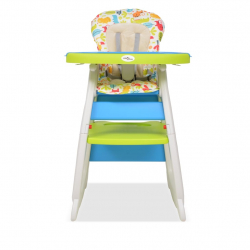 Krzesełko do karmienia 3w1 ze stolikiem, niebieski i zielony