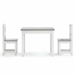3-cz. zestaw dziecięcy, stolik i krzesła, biało-szare, MDF