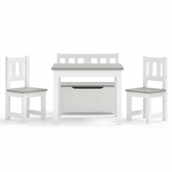 4-cz. zestaw dziecięcy, stolik i krzesła, biało-szare, MDF
