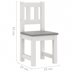 4-cz. zestaw dziecięcy, stolik i krzesła, biało-szare, MDF