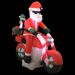 Nadmuchiwany Święty Mikołaj na motocyklu, z LED, IP44, 160 cm