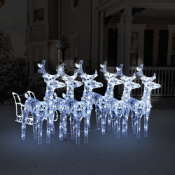 Dekoracja świąteczna – renifery z saniami, 320 LED, akrylowa