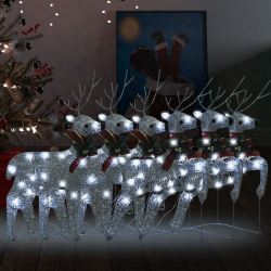 Świąteczne renifery, 6 szt., 120 srebrnych LED