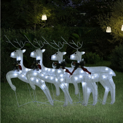 Świąteczne renifery, 4 szt., 80 białych LED