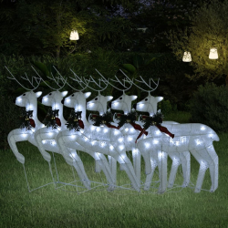 Świąteczne renifery, 6 szt., 120 białych LED