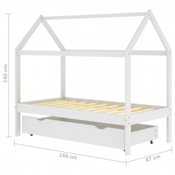 Rama łóżka dziecięcego z szufladą, biała, sosnowa, 80x160 cm