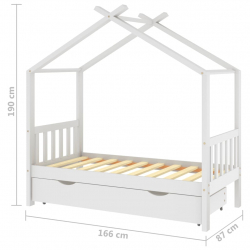 Rama łóżka dziecięcego z szufladą, biała, sosnowa, 80x160 cm