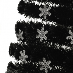Choinka ze śnieżynkami LED, czarna, 210 cm, światłowodowa
