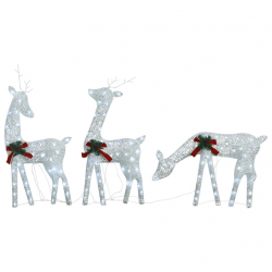Ozdoba świąteczna: rodzina reniferów, 270x7x90 cm, zimna biel