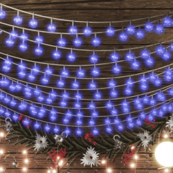 Lampki świąteczne, 40 m, 400 diod LED, niebieskie, 8 funkcji