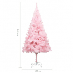 Sztuczna choinka ze stojakiem, różowa, 240 cm, PVC
