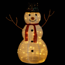 Dekoracja świąteczna, bałwan z LED, luksusowa tkanina, 90 cm