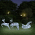 Renifery z saniami, dekoracja do ogrodu, 60 diod LED, białe