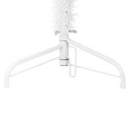 Smukła choinka połówka ze stojakiem, sztuczna, biała, 210 cm