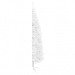 Smukła choinka połówka ze stojakiem, sztuczna, biała, 240 cm