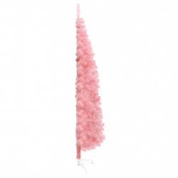 Smukła choinka połówka ze stojakiem, sztuczna, różowa, 240 cm