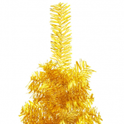 Smukła choinka połówka ze stojakiem, sztuczna, złota, 210 cm