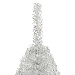 Sztuczna choinka połówka ze stojakiem, srebrna, 180 cm, PVC