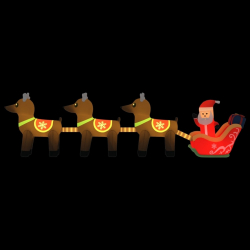 Dmuchana ozdoba świąteczna – Mikołaj i renifery z LED, 138 cm